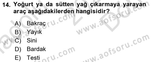 İçecek Bilgisi Dersi 2024 - 2025 Yılı (Final) Dönem Sonu Sınav Soruları 14. Soru