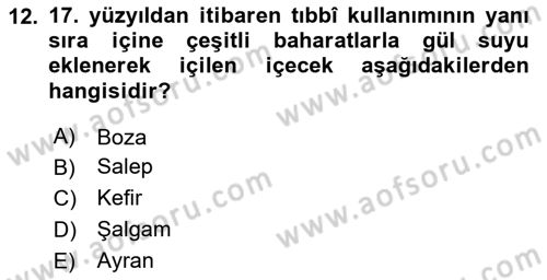 İçecek Bilgisi Dersi 2024 - 2025 Yılı Yaz Okulu Sınav Soruları 12. Soru