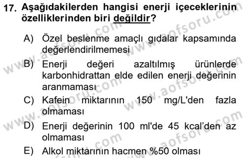 İçecek Bilgisi Dersi 2025 - 2026 Yılı (Vize) Ara Sınav Soruları 17. Soru