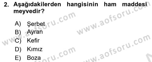 İçecek Bilgisi Dersi 2025 - 2026 Yılı (Vize) Ara Sınav Soruları 2. Soru