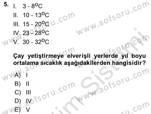 İçecek Bilgisi Dersi 2025 - 2026 Yılı (Vize) Ara Sınav Soruları 5. Soru