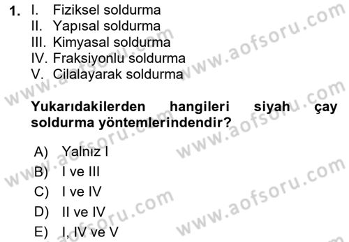 İçecek Bilgisi Dersi 2025 - 2026 Yılı (Final) Dönem Sonu Sınav Soruları 1. Soru