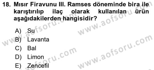 İçecek Bilgisi Dersi 2025 - 2026 Yılı (Final) Dönem Sonu Sınav Soruları 18. Soru
