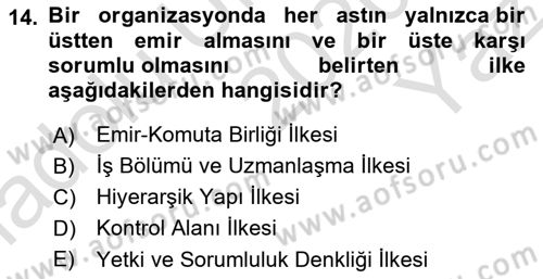 Yiyecek Ve İçecek İşletmeciliği Dersi 2020 - 2021 Yılı Yaz Okulu Sınav Soruları 14. Soru