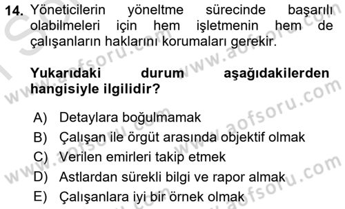 Yiyecek Ve İçecek İşletmeciliği Dersi 2021 - 2022 Yılı (Final) Dönem Sonu Sınav Soruları 14. Soru