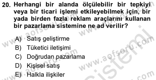 Yiyecek Ve İçecek İşletmeciliği Dersi 2021 - 2022 Yılı (Final) Dönem Sonu Sınav Soruları 20. Soru