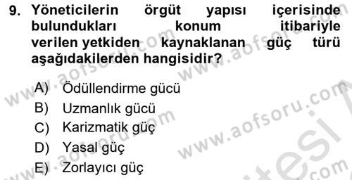 Yiyecek Ve İçecek İşletmeciliği Dersi 2021 - 2022 Yılı Yaz Okulu Sınav Soruları 9. Soru