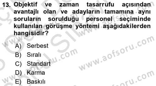 Yiyecek Ve İçecek İşletmeciliği Dersi 2022 - 2023 Yılı (Final) Dönem Sonu Sınav Soruları 13. Soru