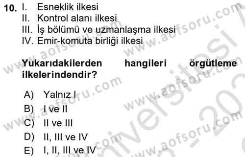 Yiyecek Ve İçecek İşletmeciliği Dersi 2022 - 2023 Yılı Yaz Okulu Sınav Soruları 10. Soru