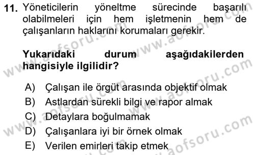Yiyecek Ve İçecek İşletmeciliği Dersi 2022 - 2023 Yılı Yaz Okulu Sınav Soruları 11. Soru