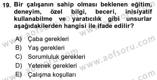 Yiyecek Ve İçecek İşletmeciliği Dersi 2022 - 2023 Yılı Yaz Okulu Sınav Soruları 19. Soru