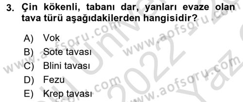 Yiyecek Ve İçecek İşletmeciliği Dersi 2022 - 2023 Yılı Yaz Okulu Sınav Soruları 3. Soru