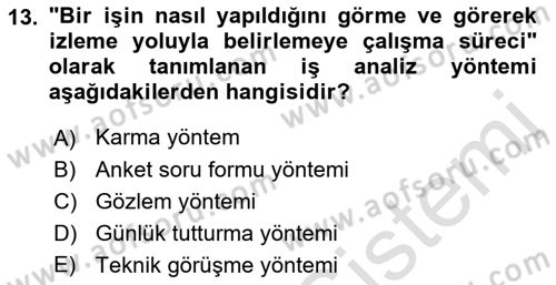 Yiyecek Ve İçecek İşletmeciliği Dersi 2023 - 2024 Yılı (Final) Dönem Sonu Sınav Soruları 13. Soru
