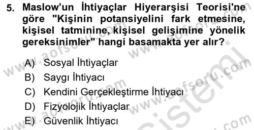 Yiyecek Ve İçecek İşletmeciliği Dersi 2023 - 2024 Yılı (Final) Dönem Sonu Sınav Soruları 5. Soru