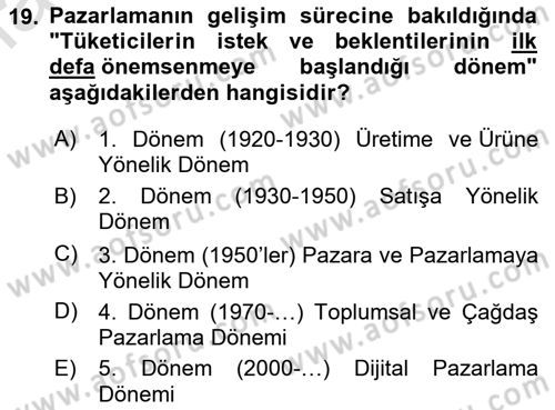 Yiyecek Ve İçecek İşletmeciliği Dersi 2023 - 2024 Yılı Yaz Okulu Sınav Soruları 19. Soru
