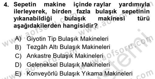 Yiyecek Ve İçecek İşletmeciliği Dersi Ara Sınavı Deneme Sınav Soruları 4. Soru