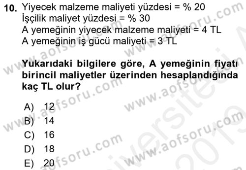 Menü Yönetimi Dersi 2015 - 2016 Yılı (Final) Dönem Sonu Sınav Soruları 10. Soru