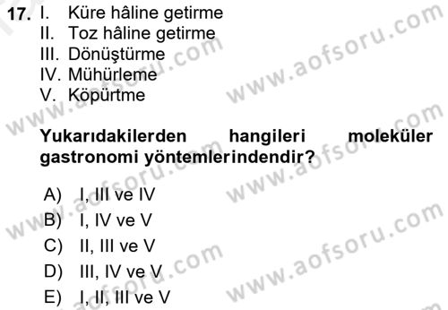 Menü Yönetimi Dersi 2015 - 2016 Yılı (Final) Dönem Sonu Sınav Soruları 17. Soru
