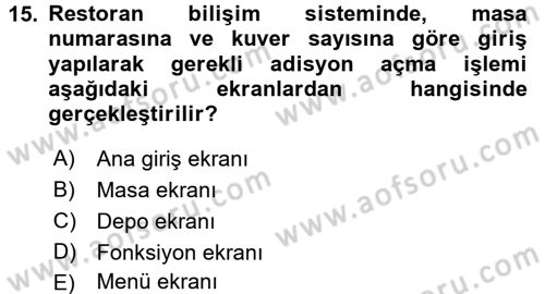 Menü Yönetimi Dersi 2016 - 2017 Yılı (Final) Dönem Sonu Sınav Soruları 15. Soru