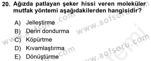 Menü Yönetimi Dersi 2017 - 2018 Yılı 3 Ders Sınav Soruları 20. Soru