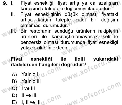 Menü Yönetimi Dersi 2017 - 2018 Yılı 3 Ders Sınav Soruları 9. Soru