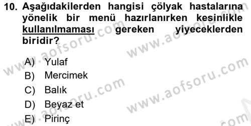 Menü Yönetimi Dersi 2017 - 2018 Yılı (Vize) Ara Sınav Soruları 10. Soru