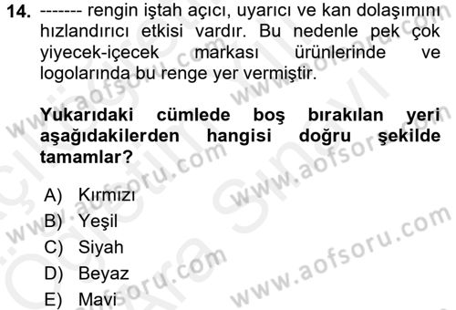 Menü Yönetimi Dersi 2017 - 2018 Yılı (Vize) Ara Sınav Soruları 14. Soru