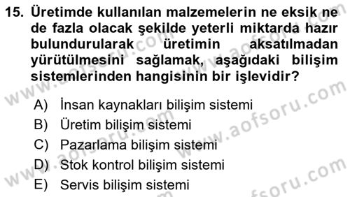 Menü Yönetimi Dersi 2018 - 2019 Yılı 3 Ders Sınavı 15. Soru