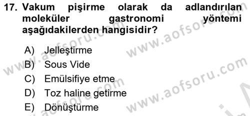 Menü Yönetimi Dersi 2018 - 2019 Yılı 3 Ders Sınavı 17. Soru