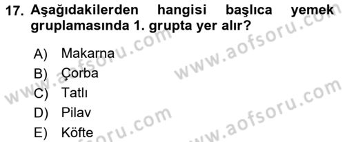 Menü Yönetimi Dersi 2018 - 2019 Yılı (Vize) Ara Sınav Soruları 17. Soru