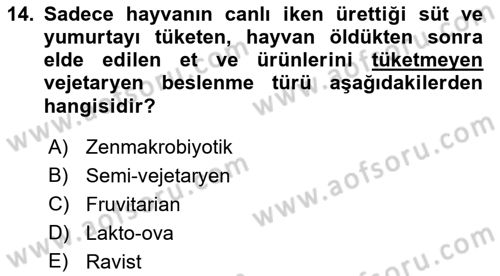 Menü Yönetimi Dersi 2018 - 2019 Yılı (Final) Dönem Sonu Sınav Soruları 14. Soru