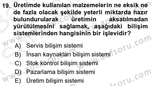 Menü Yönetimi Dersi 2018 - 2019 Yılı (Final) Dönem Sonu Sınav Soruları 19. Soru