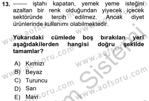 Menü Yönetimi Dersi 2018 - 2019 Yılı Yaz Okulu Sınav Soruları 13. Soru
