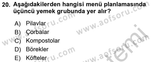 Menü Yönetimi Dersi 2018 - 2019 Yılı Yaz Okulu Sınav Soruları 20. Soru