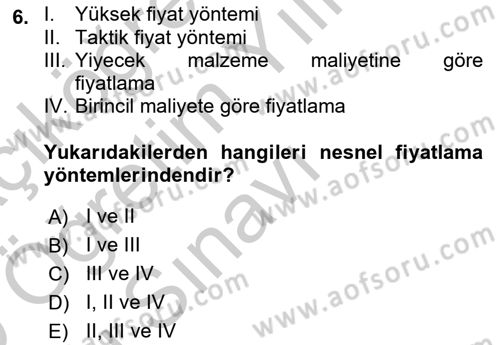 Menü Yönetimi Dersi 2018 - 2019 Yılı Yaz Okulu Sınav Soruları 6. Soru