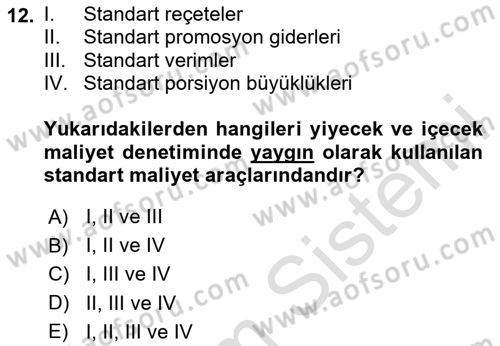 Menü Yönetimi Dersi 2020 - 2021 Yılı Yaz Okulu Sınav Soruları 12. Soru
