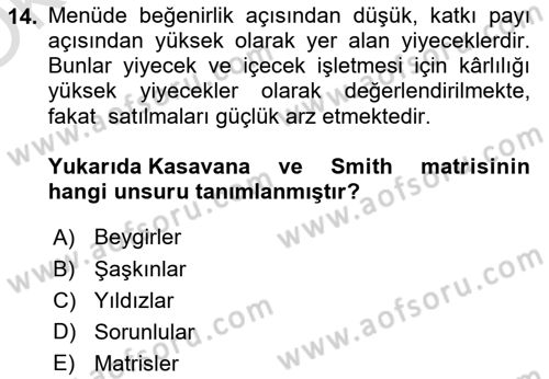 Menü Yönetimi Dersi 2020 - 2021 Yılı Yaz Okulu Sınav Soruları 14. Soru