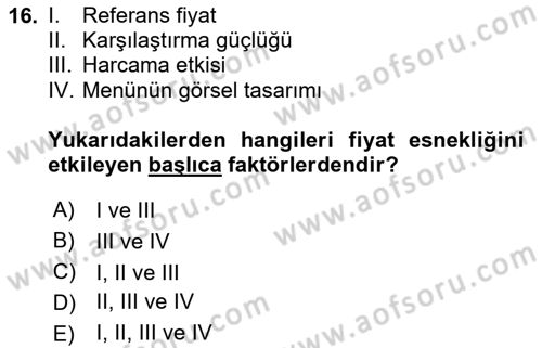 Menü Yönetimi Dersi 2020 - 2021 Yılı Yaz Okulu Sınav Soruları 16. Soru