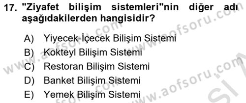 Menü Yönetimi Dersi 2020 - 2021 Yılı Yaz Okulu Sınav Soruları 17. Soru