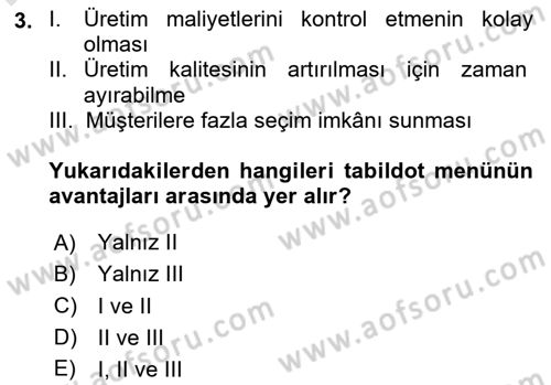 Menü Yönetimi Dersi 2020 - 2021 Yılı Yaz Okulu Sınav Soruları 3. Soru