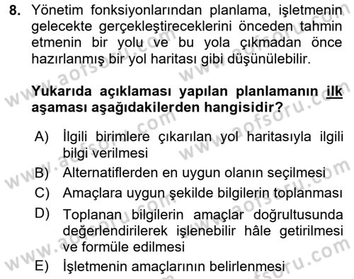 Menü Yönetimi Dersi 2020 - 2021 Yılı Yaz Okulu Sınav Soruları 8. Soru