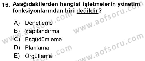 Menü Yönetimi Dersi 2021 - 2022 Yılı (Vize) Ara Sınav Soruları 16. Soru
