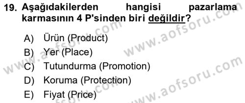 Menü Yönetimi Dersi 2021 - 2022 Yılı (Vize) Ara Sınav Soruları 19. Soru