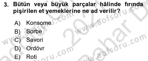 Menü Yönetimi Dersi 2021 - 2022 Yılı (Vize) Ara Sınav Soruları 3. Soru