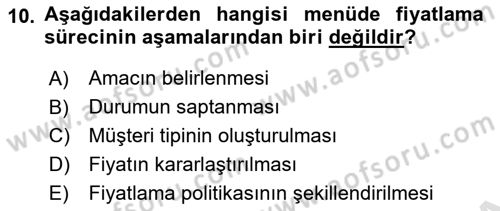 Menü Yönetimi Dersi 2021 - 2022 Yılı (Final) Dönem Sonu Sınav Soruları 10. Soru