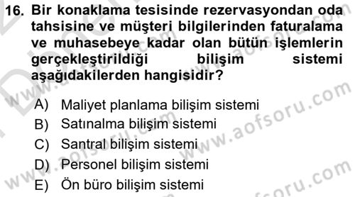 Menü Yönetimi Dersi 2021 - 2022 Yılı (Final) Dönem Sonu Sınav Soruları 16. Soru