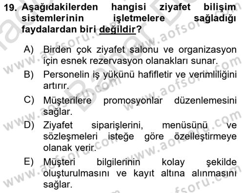 Menü Yönetimi Dersi 2021 - 2022 Yılı (Final) Dönem Sonu Sınav Soruları 19. Soru