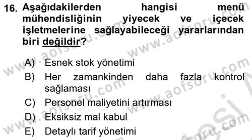 Menü Yönetimi Dersi 2021 - 2022 Yılı Yaz Okulu Sınav Soruları 16. Soru