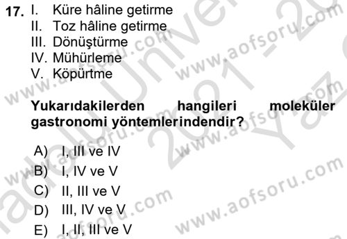 Menü Yönetimi Dersi 2021 - 2022 Yılı Yaz Okulu Sınav Soruları 17. Soru
