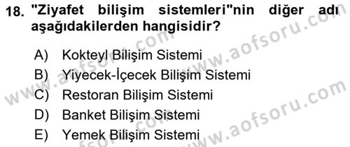 Menü Yönetimi Dersi 2021 - 2022 Yılı Yaz Okulu Sınav Soruları 18. Soru